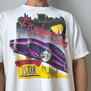 Vintage 1990s Frankenstein Good Guys AOP Racing Graphic White T-Shirt